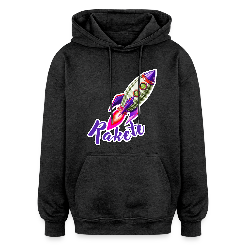 Oversized Unisex Hoodie mit RAKETE PRINT - Anthrazit