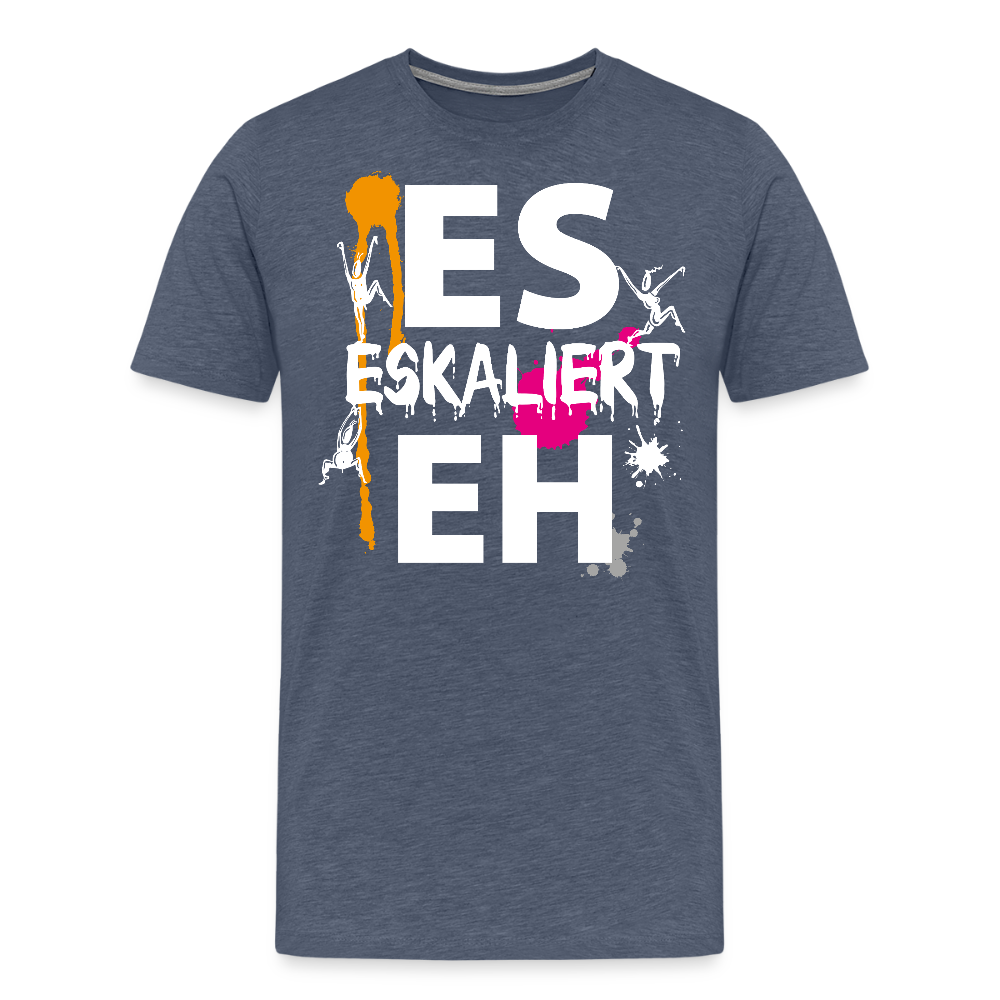 Männer Premium T-Shirt mit ES ESKALIERT EH PRINT - Blau meliert