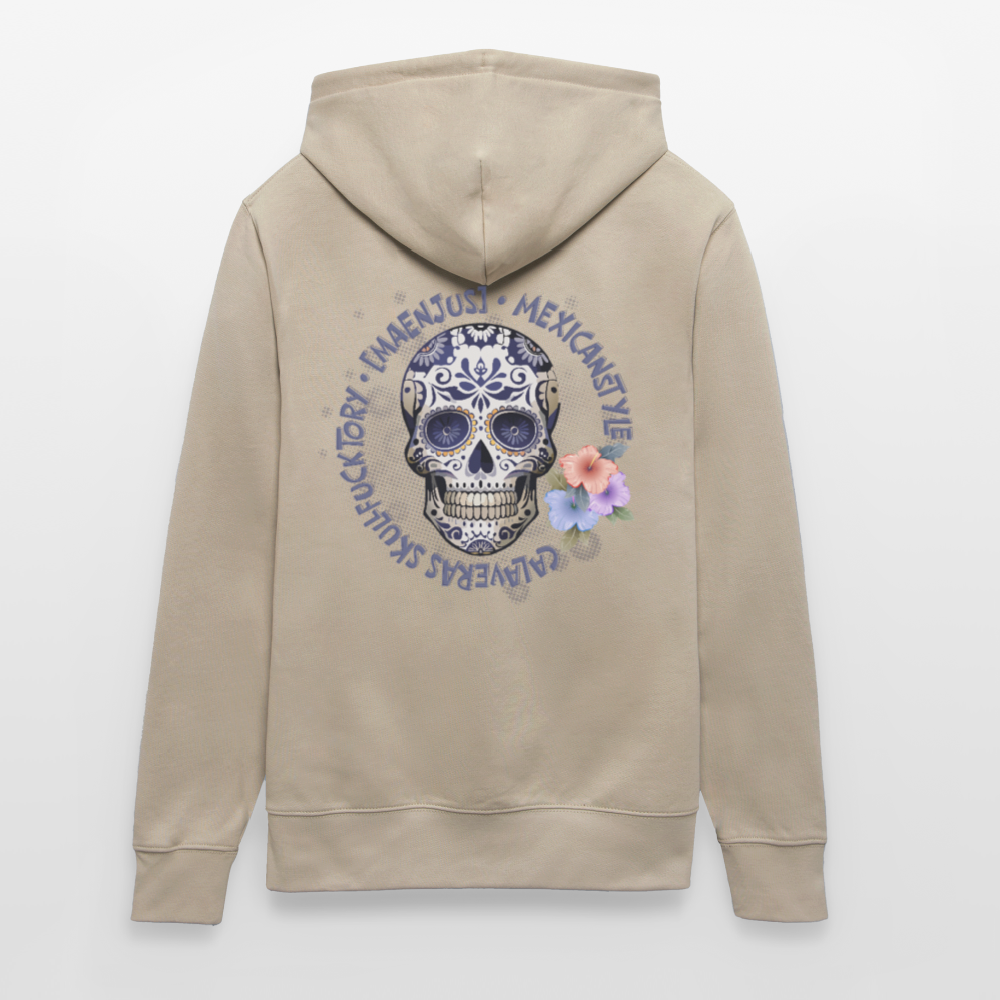 Unisex Hoodie mit MAENJUS MEXICANSTYLE PRINT Vorder- und Rückseite - Beige