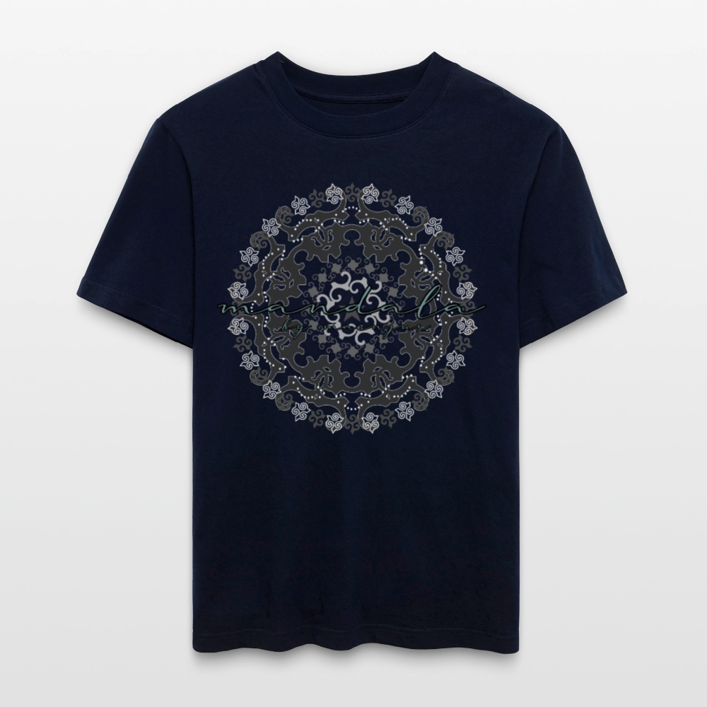 Unisex Bio-T-Shirt mit BLACK MANDALA PRINT - Navy