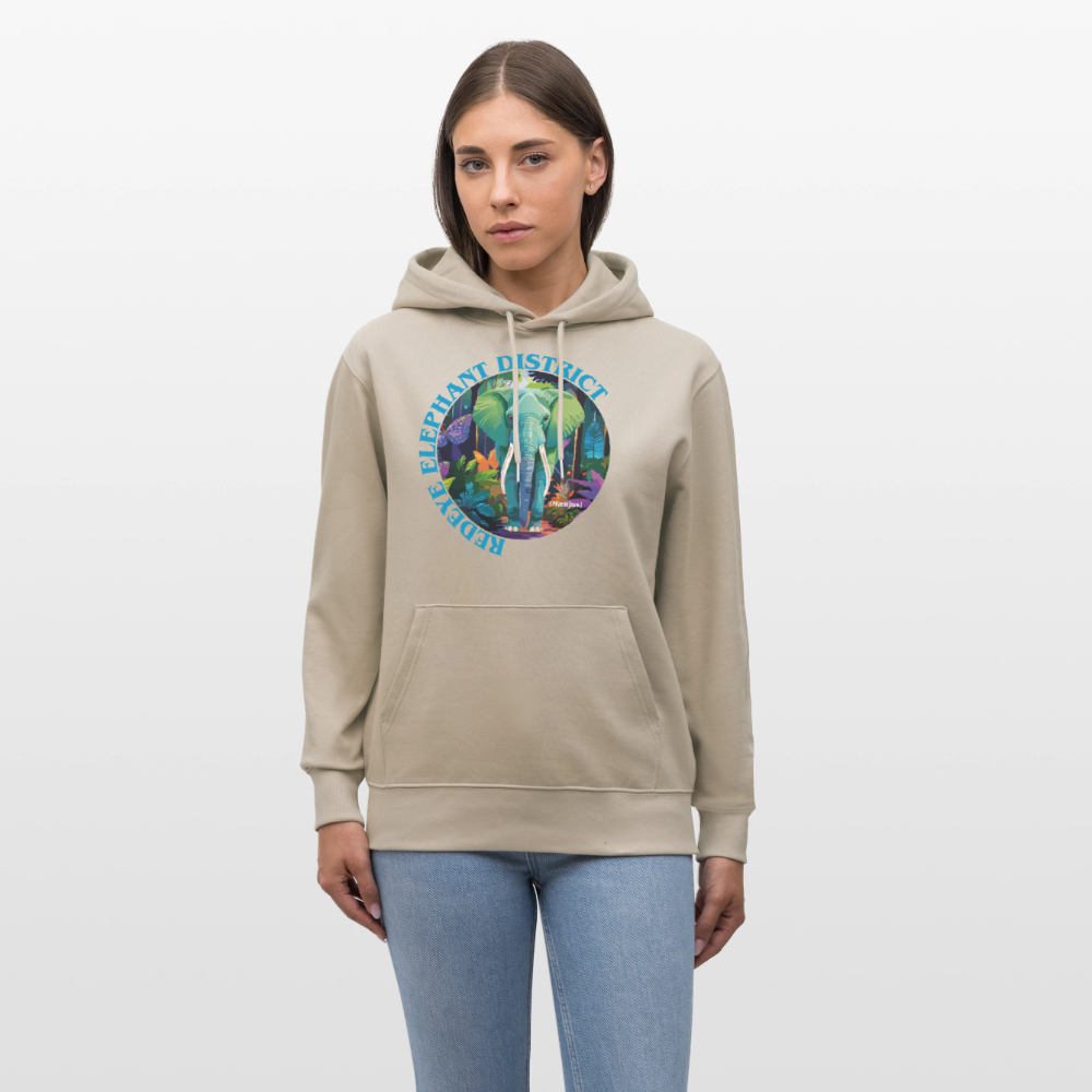 Unisex Bio-Hoodie mit REDEYE ELEPHANT DISTRICT PRINT - Beige
