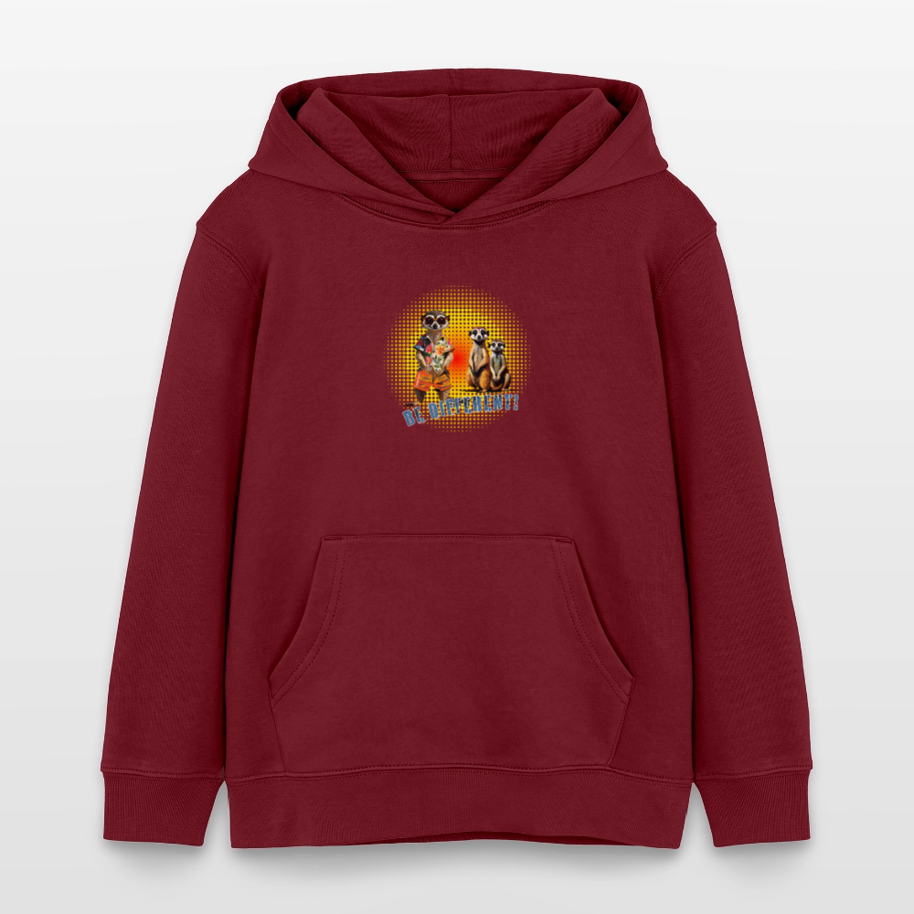 MNJS KIDS Bio-Hoodie mit BE DIFFERENT PRINT - Burgunderrot