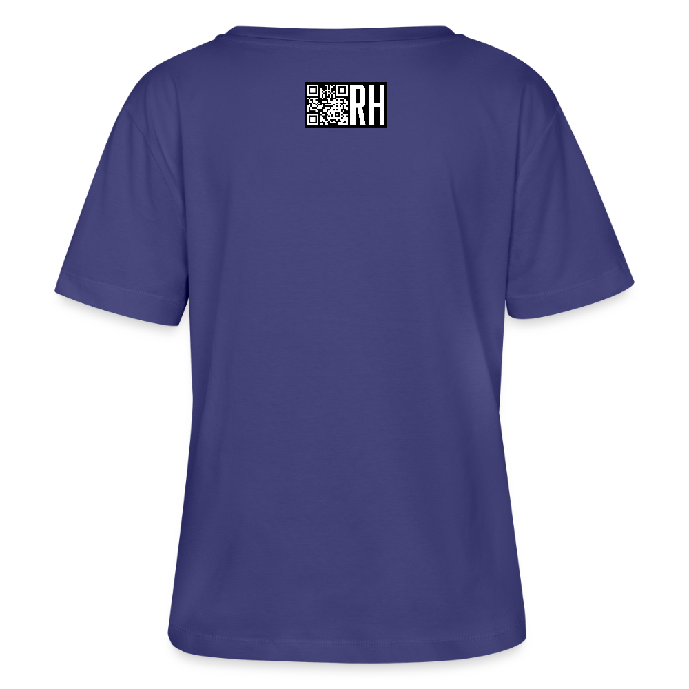 Relaxed Rundhals Frauen Bio-T-Shirt mit MAENJUS NETWORK FASHION PRINT - Dämmerung