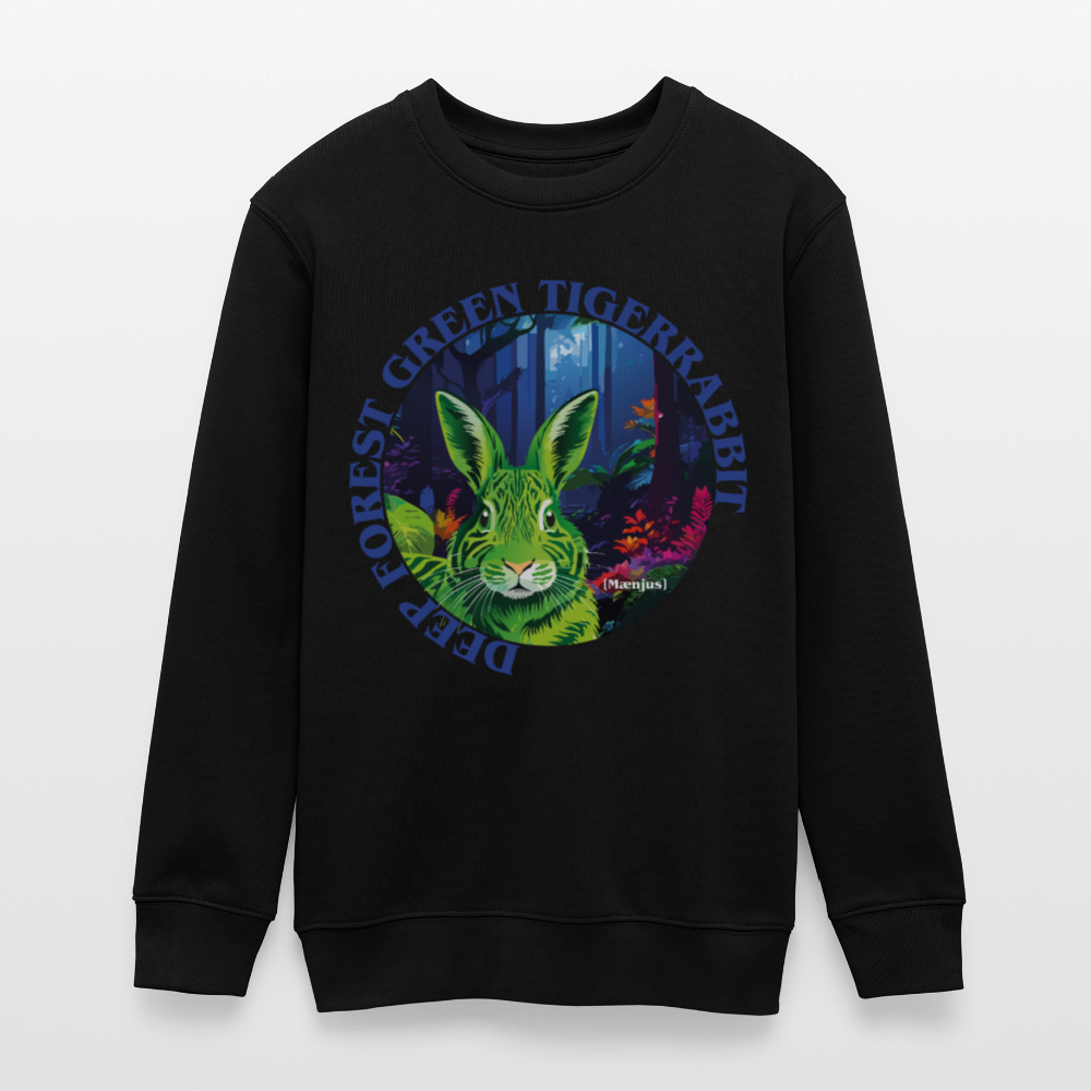 MNJS TEENS Bio Sweatshirt mit DEEP FOREST GREEN TIGERRABBIT PRINT - Schwarz