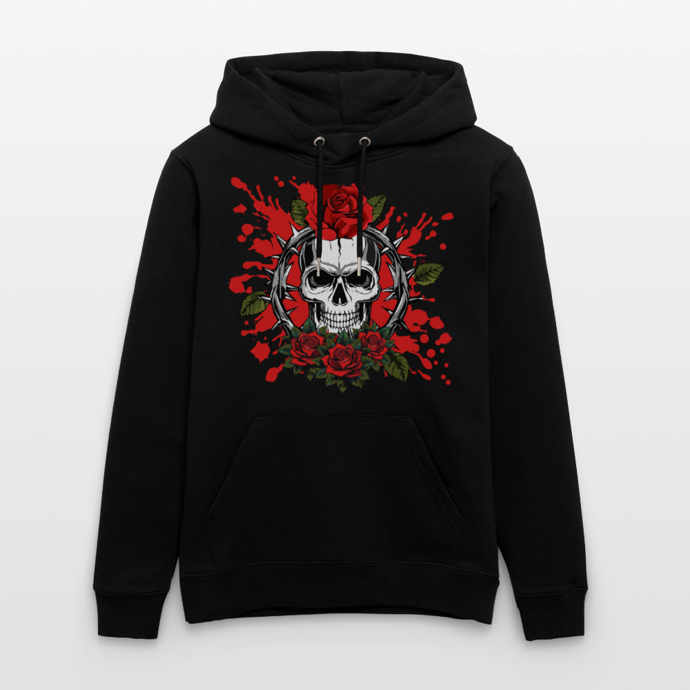 Unisex Hoodie mit ROSENSKULL PRINT - Schwarz