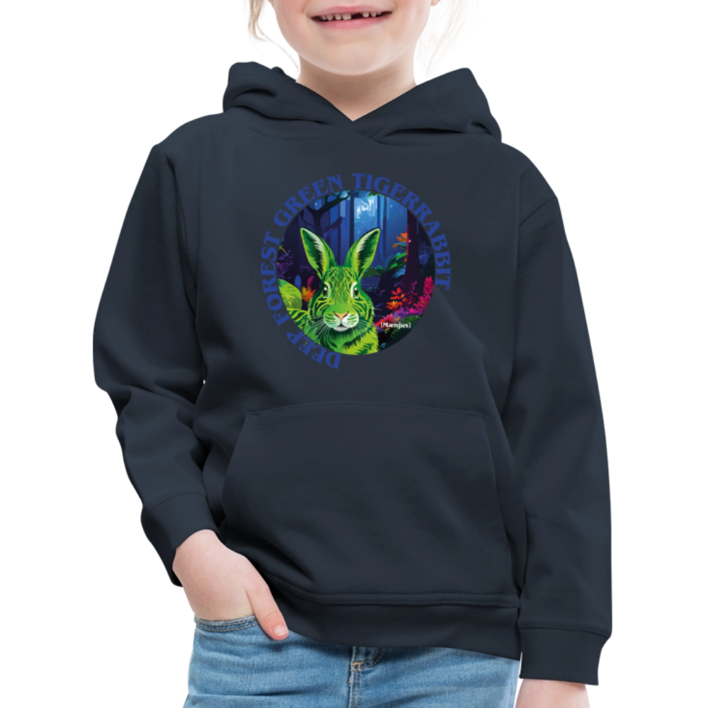 MNJS KIDS Premium Hoodie mit DEEP FOREST GREEN TIGERRABBIT PRINT - Navy