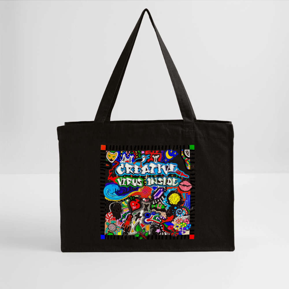 Recycelter Shopping Bag mit CREATIVE VIRUS INSIDE PRINT - Schwarz