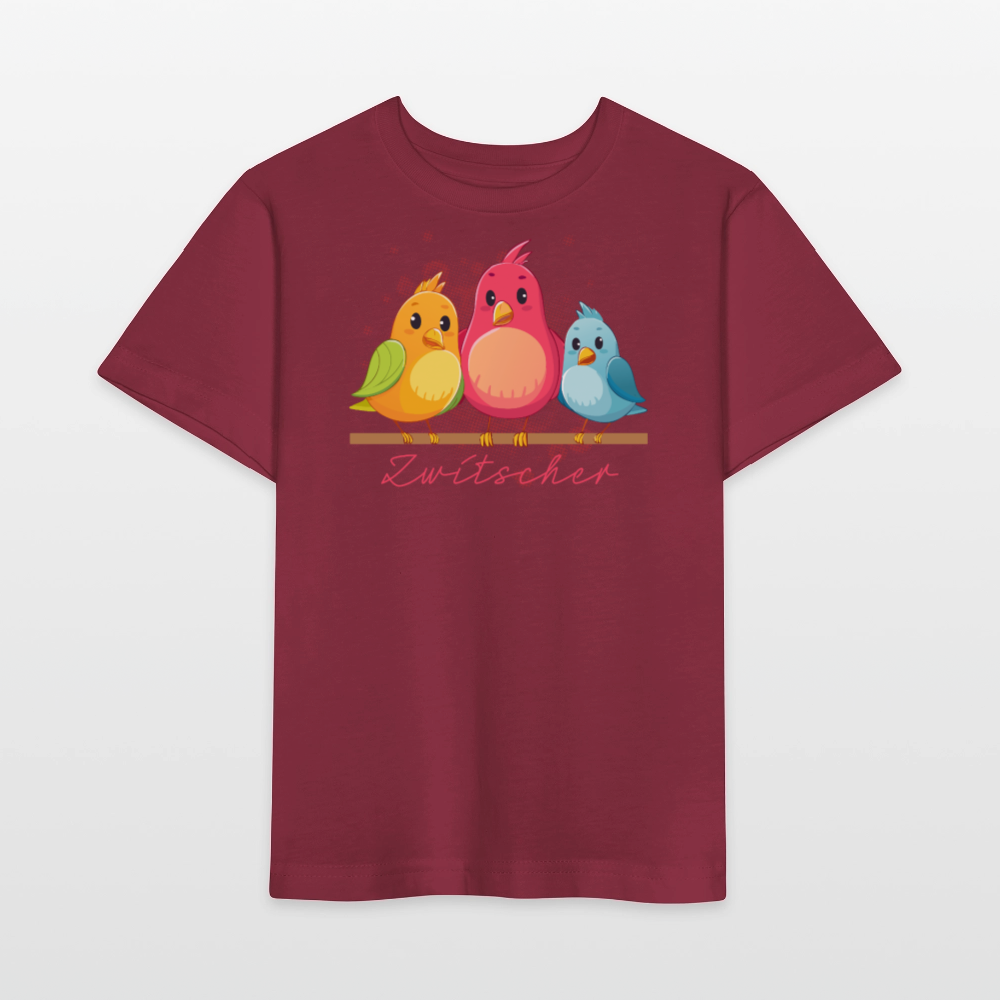 Kinder T-Shirt MINI mit Zwitschergäng Print - Burgunderrot