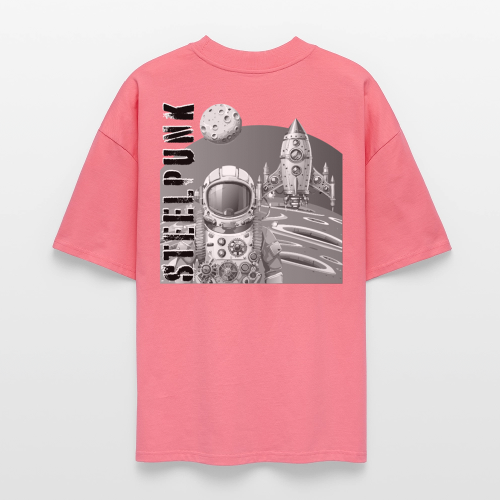 Oversized Unisex T-Shirt mit STEELPUNK PRINT Rückseite - Pink