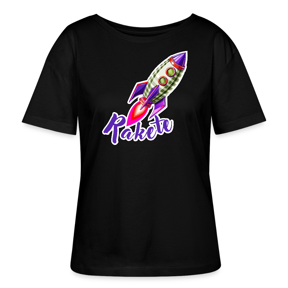 Frauen T-Shirt mit RAKETE PRINT - Schwarz