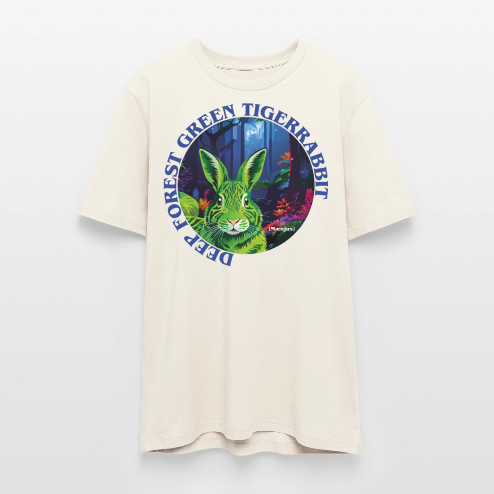Unisex Bio-T-Shirt mit DEEP FOREST GREEN TIGERRABBIT PRINT Vorderseite - Naturweiß