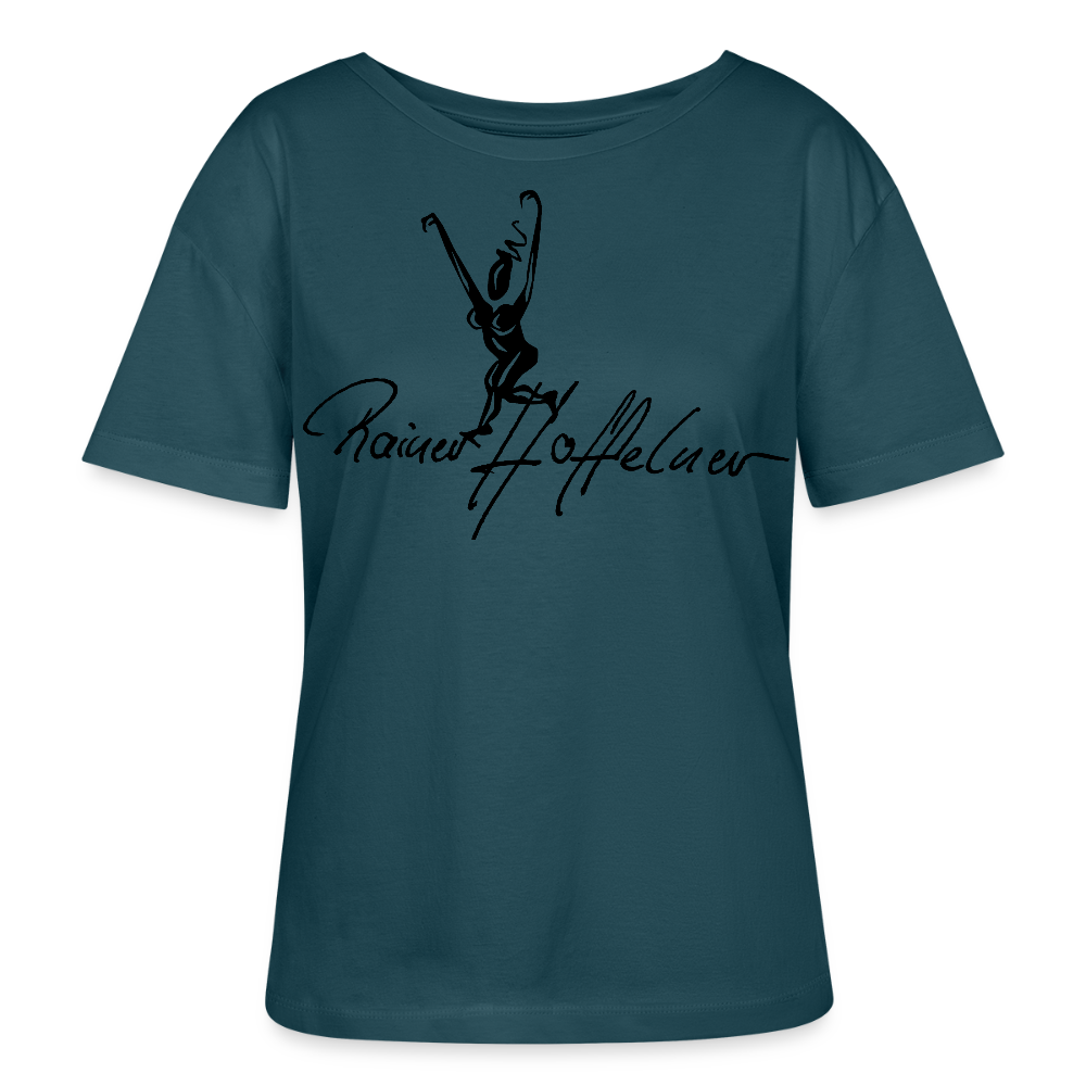 Frauen T-Shirt mit TUSCHEWEIBCHEN PRINT - Dunkles Petrol