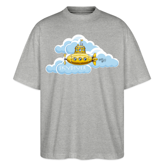 Oversized Unisex T-Shirt mit SKYDIVER PRINT - Grau meliert