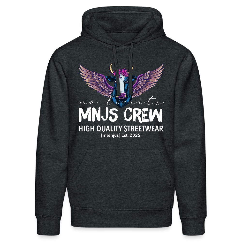 Unisex Bio-Hoodie mit MNJS CREW no limits PRINT - Dunkelgrau meliert