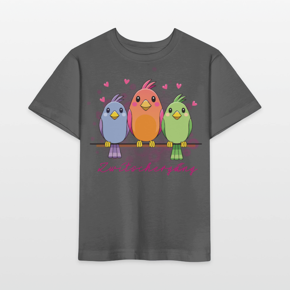 MNJS KIDS Bio T-Shirt mit ZWITSCHERGÄNG PRINT - Anthrazit
