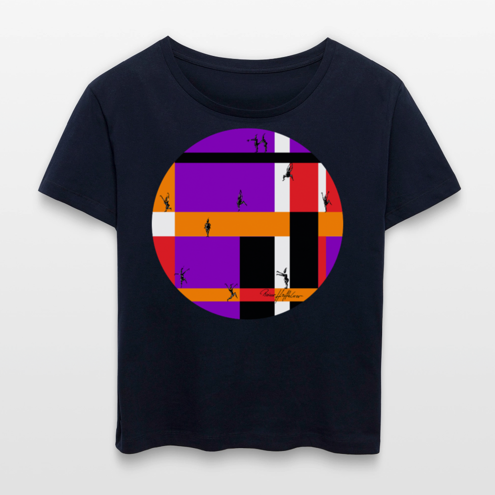 Relaxed Rundhals Frauen Bio-T-Shirt mit DYNAMIC FIELDS PRINT - Navy