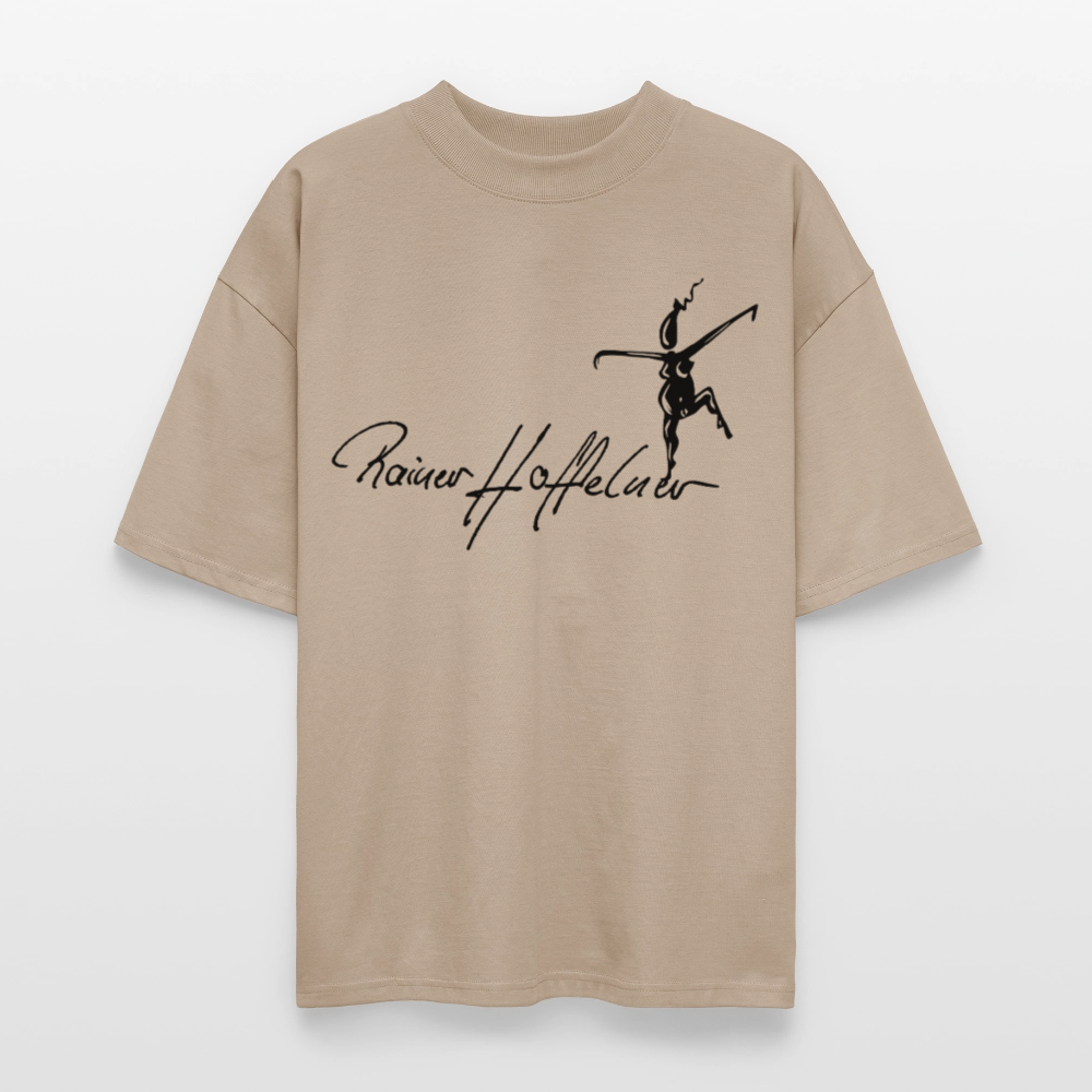 Oversized Unisex T-Shirt mit TUSCHEWEIBCHEN PRINT - Steingrau