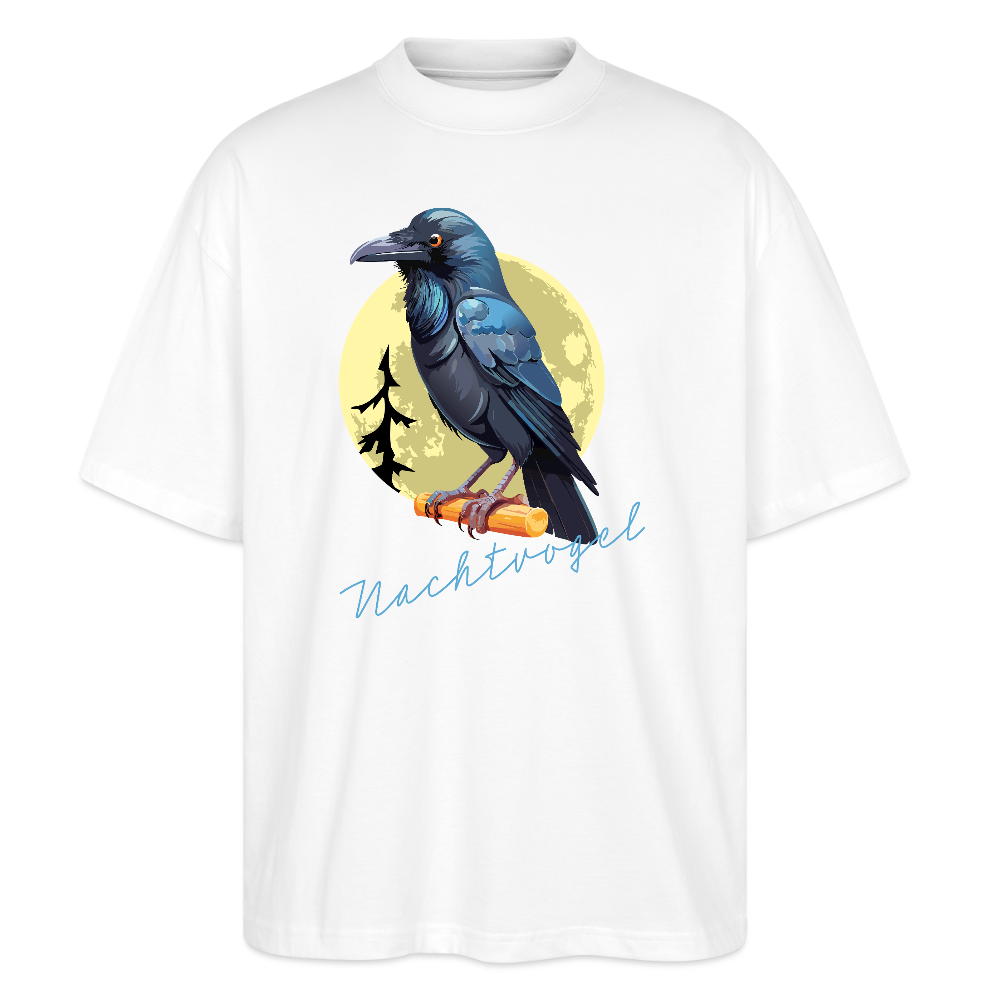 Oversized Unisex T-Shirt mit NACHTVOGL PRINT - Weiß