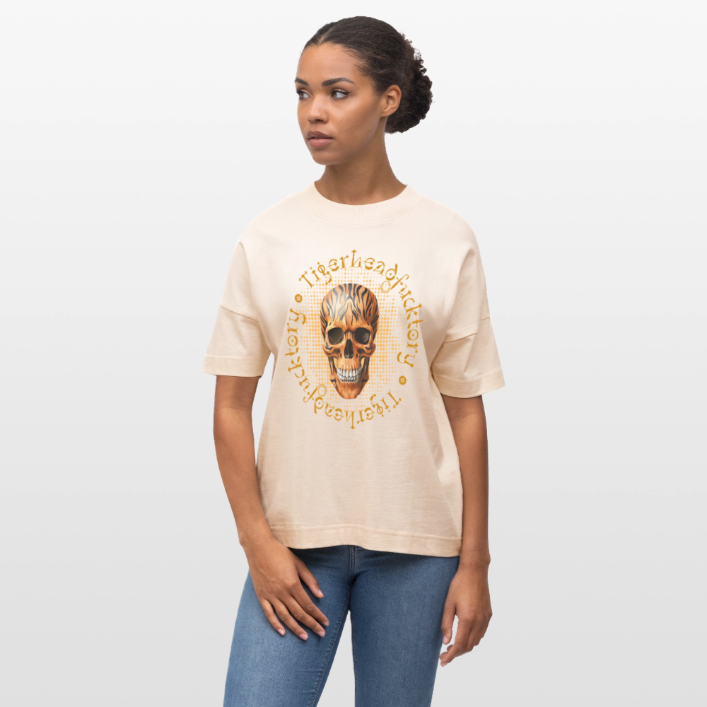 Oversized Unisex T-Shirt mit TIGERHEAD SKULL PRINT - Weißgrau