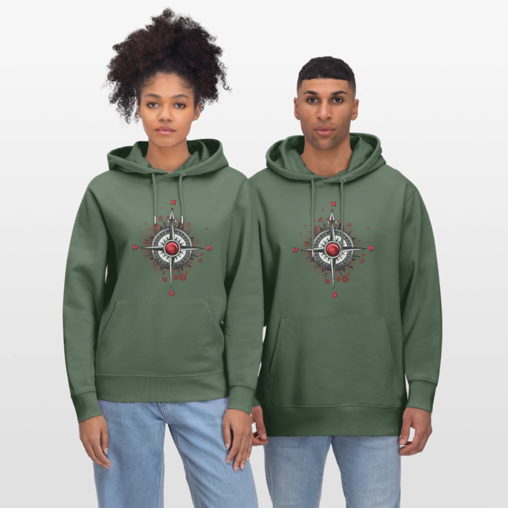 Unisex Hoodie mit WINDROSE PRINT - Tanngrün