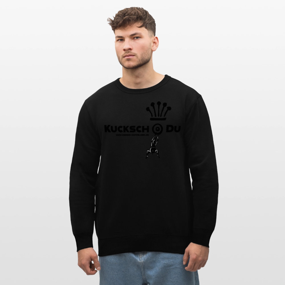 Unisex Bio-Sweatshirt mit KUCKSCH DU PRINT - Schwarz