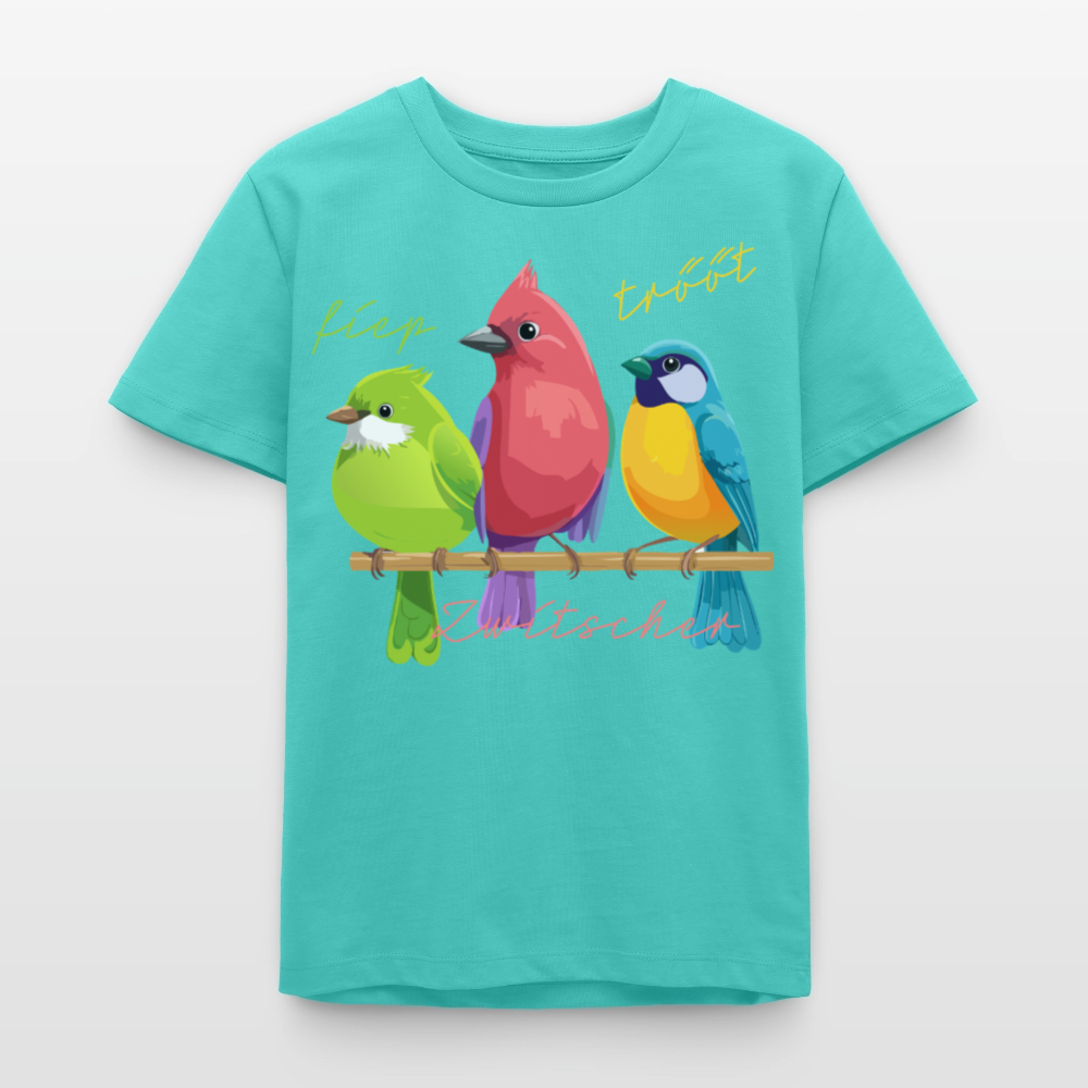 MNJS TEENS Bio T-Shirt mit ZWITSCHERGÄNG PRINT - Poolblau