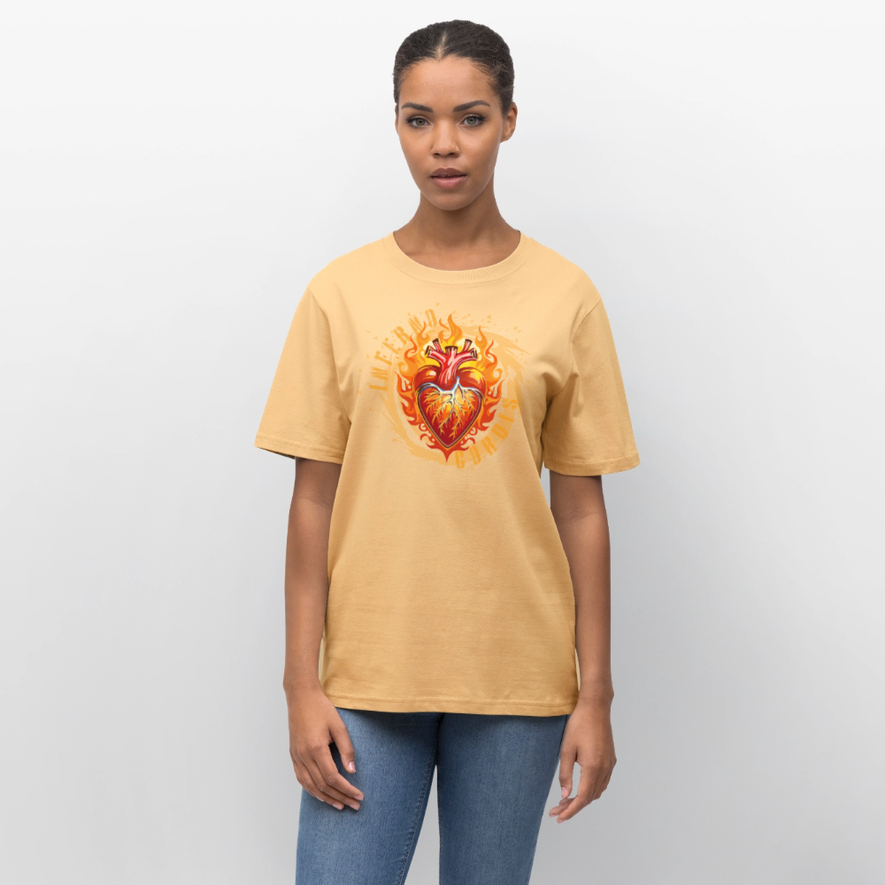 Unisex Bio-T-Shirt mit FEUERHERZ ORANGE PRINT - Hellgelb