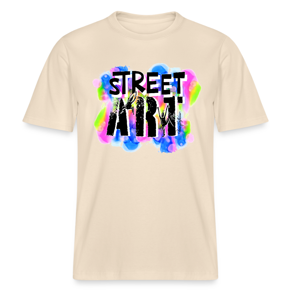 Unisex Bio-T-Shirt mit STREET ART PRINT - Weißgrau