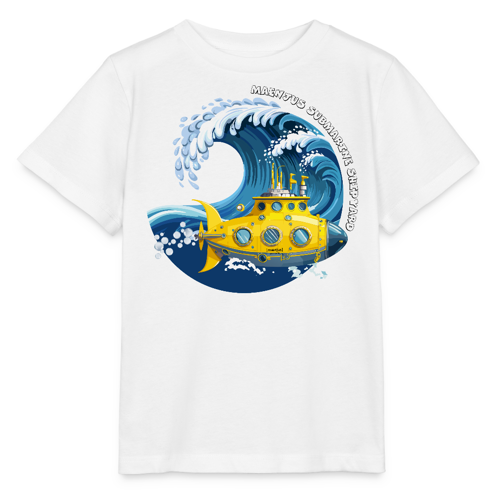 MNJS KIDS Bio T-Shirt mit SUBMARINE SHIPYARD PRINT - Weiß