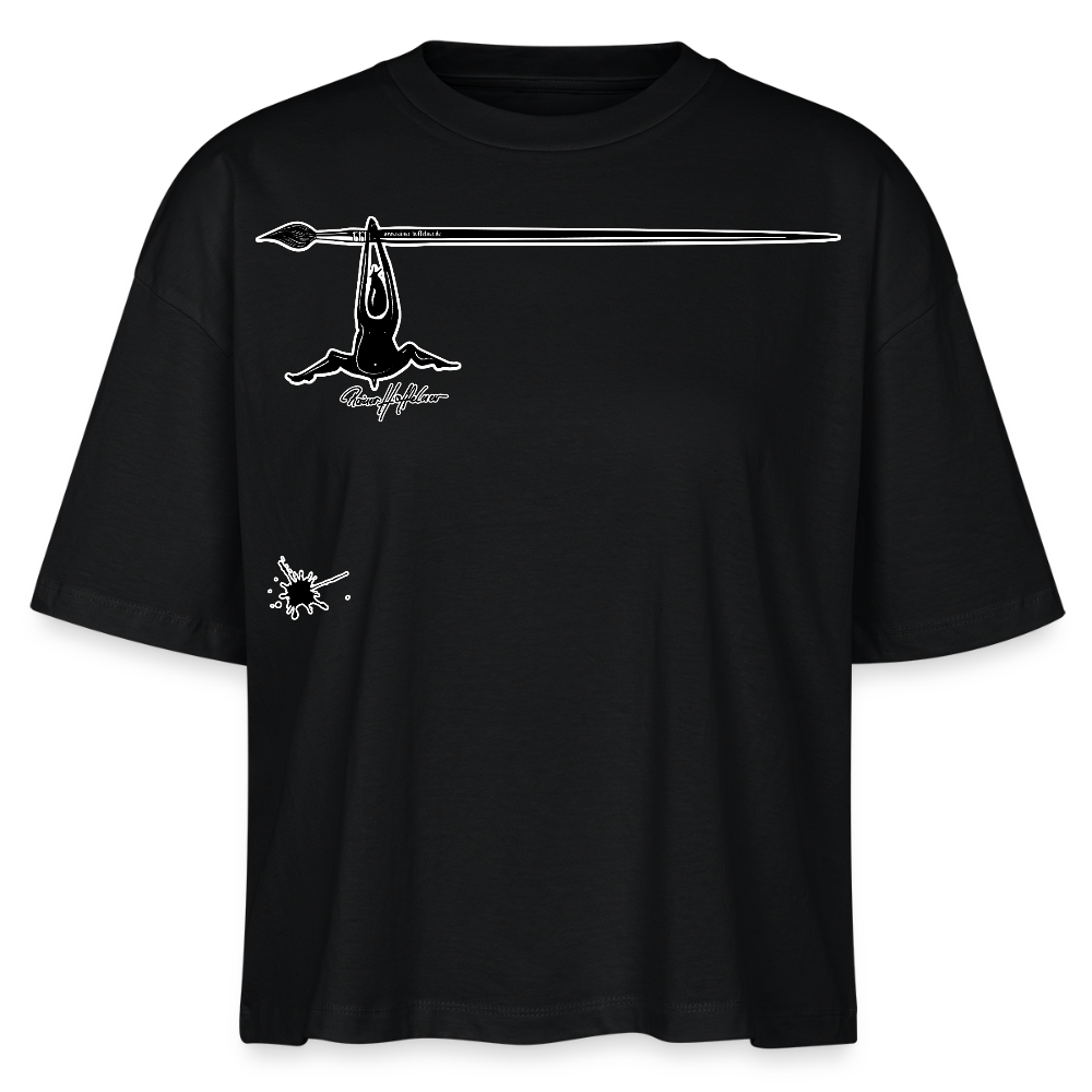 Frauen Boxy Bio-T-Shirt mit MÄNNLE PRINT - Schwarz