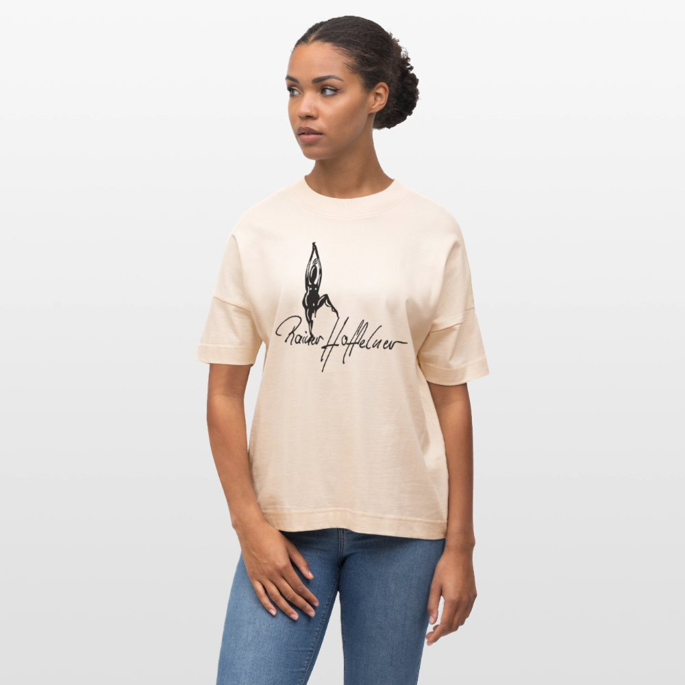 Oversized Unisex T-Shirt mit TUSCHEMÄNNCHEN PRINT - Weißgrau