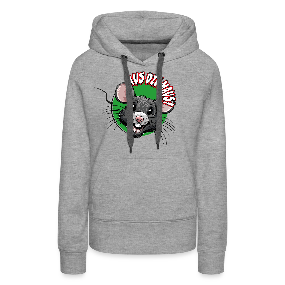 Frauen Premium Hoodie mit AUS DIE MAUS PRINT - Grau meliert