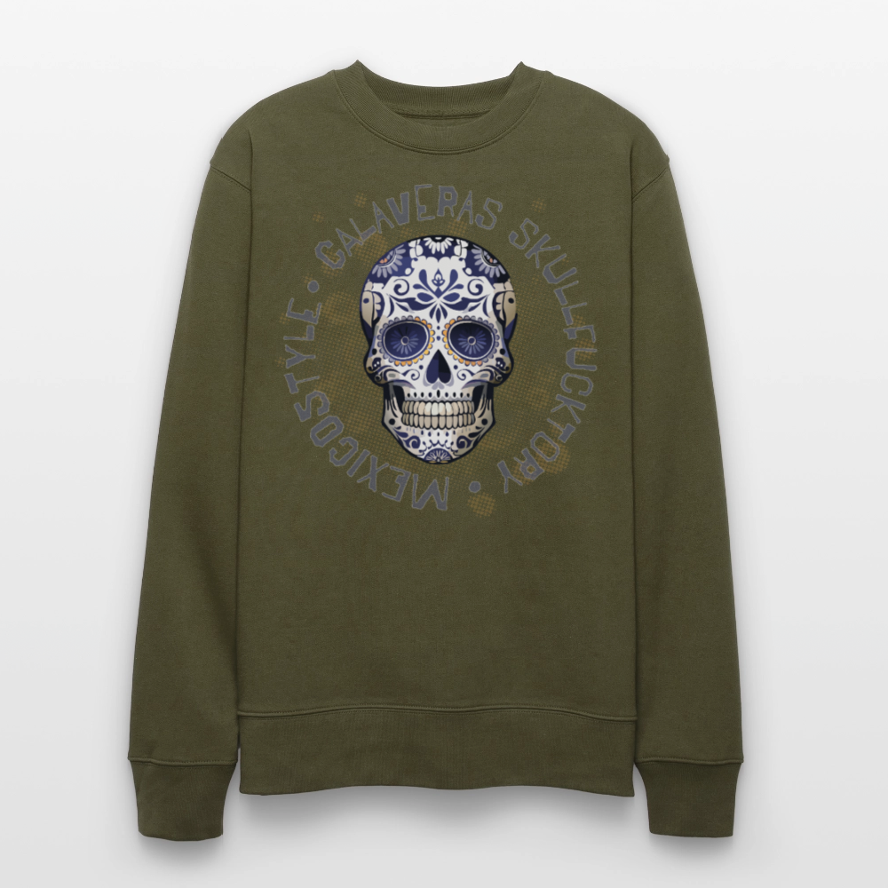 Unisex Bio-Sweatshirt mit CALAVERAS SKULL PRINT - Khaki