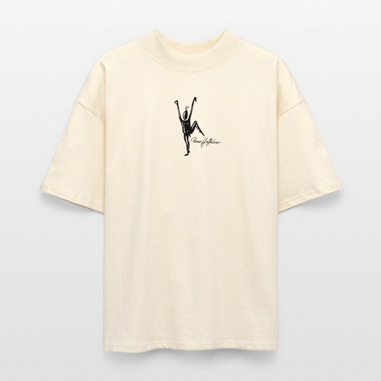 Oversized Unisex Bio T-Shirt mit TUSCHEMÄNNCHEN PRINT - Weißgrau