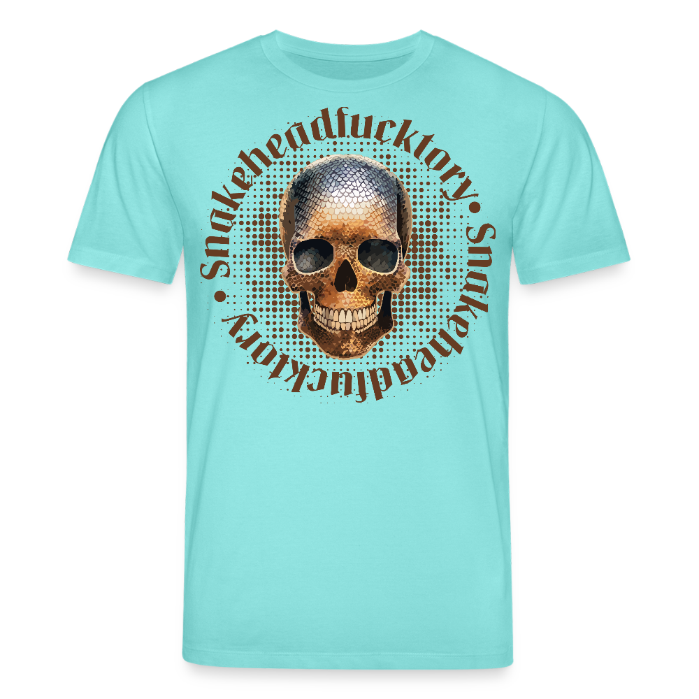Unisex Bio-T-Shirt mit SNAKEHEAD SKULL PRINT Vorderseite - Poolblau