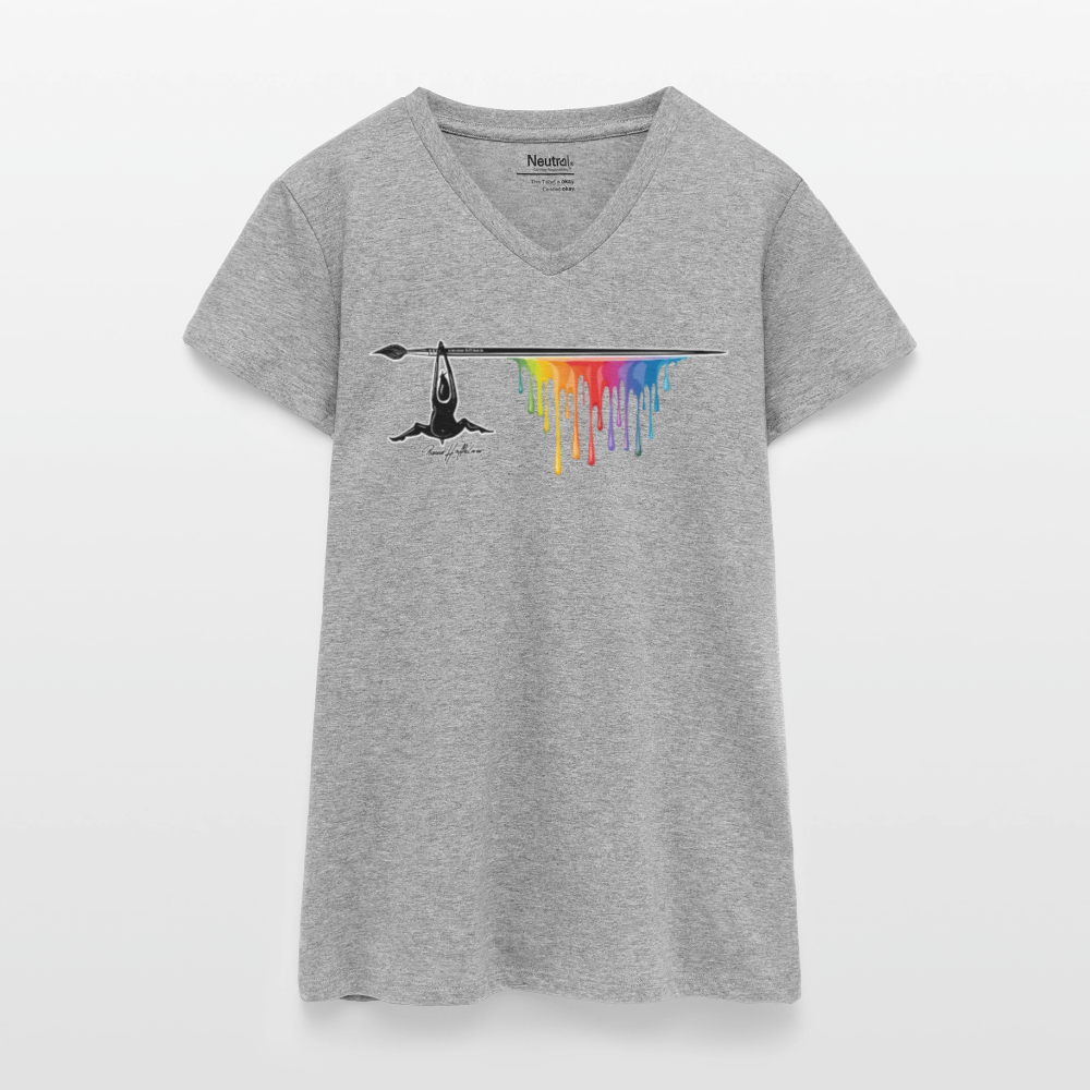 Bio Frauen T-Shirt mit V-Ausschnitt und MÄNNLE PRINT - Grau meliert