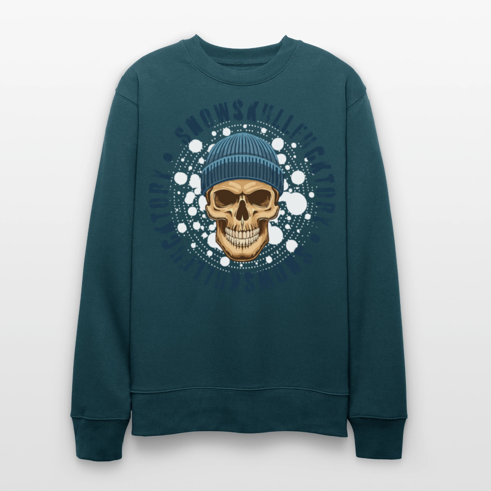 Unisex Bio-Sweatshirt mit SNOWSKULL PRINT - Dunkles Petrol