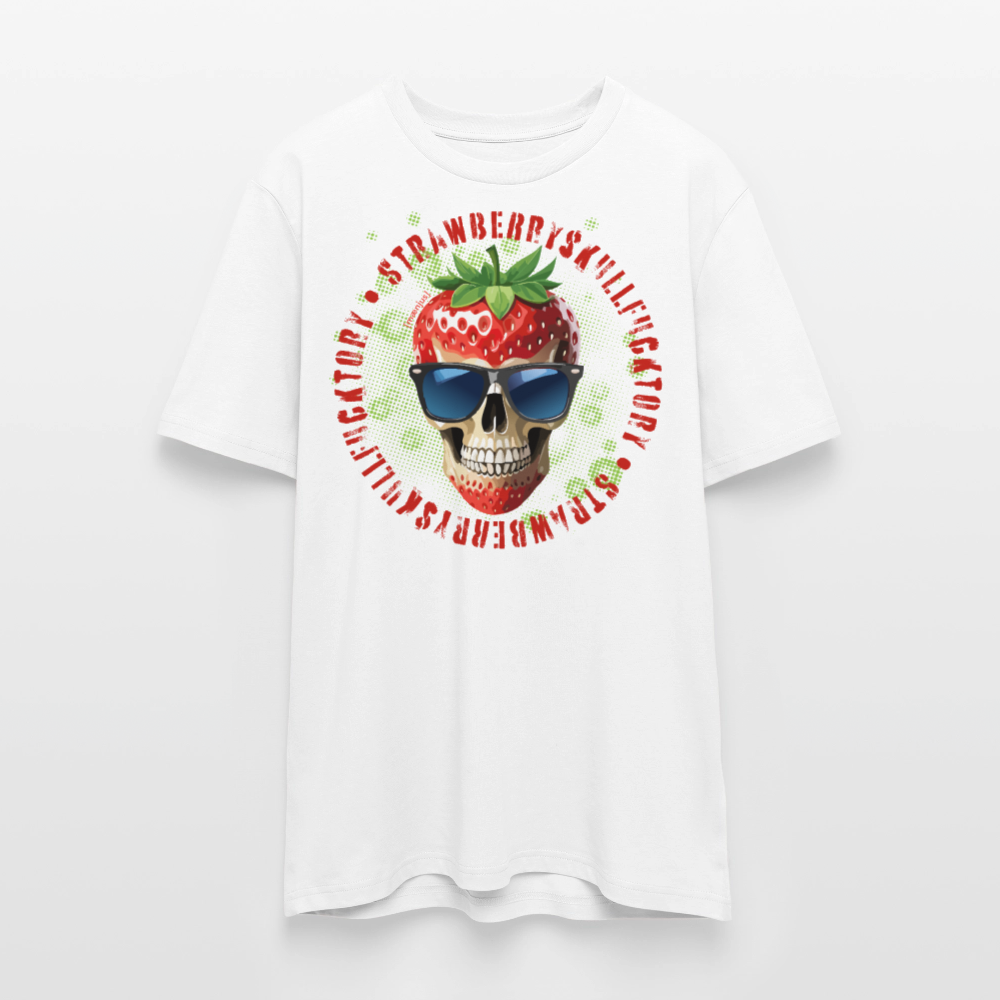 Unisex Bio-T-Shirt mit STRAWBERRY SKULL PRINT Vorderseite - Weiß