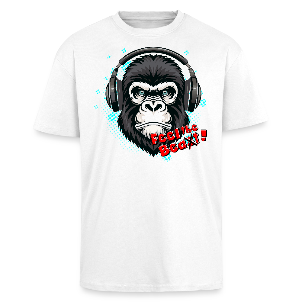 Heavy Oversize T-Shirt mit FEEL THE BEA(S)T PRINT - Weiß