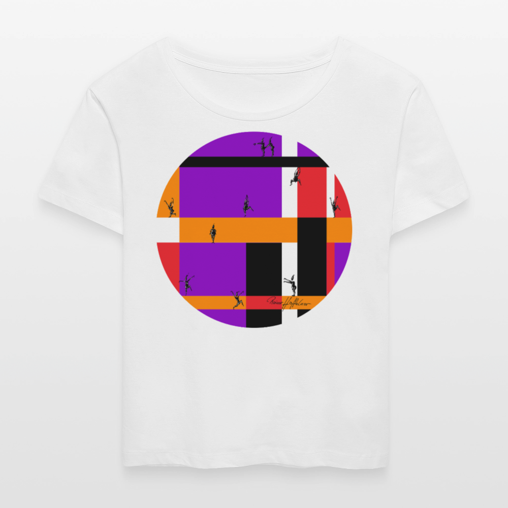 Relaxed Rundhals Frauen Bio-T-Shirt mit DYNAMIC FIELDS PRINT - Weiß