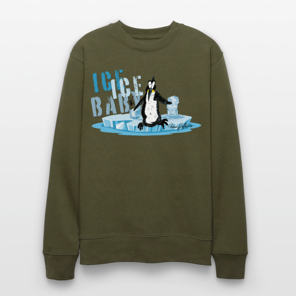 Unisex Bio-Sweatshirt mit ICE ICE BABY PRINT - Khaki