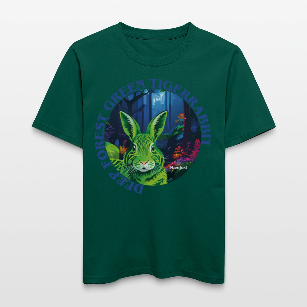 Relaxed Fit Unisex Bio-T-Shirt mit DEEP FOREST GREEN TIGERRABBIT PRINT Vorderseite - Forest