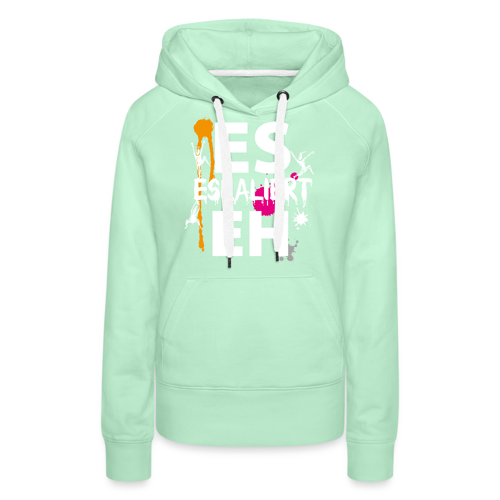 Frauen Premium Hoodie mit ES ESKALIERT EH PRINT - helles Mintgrün