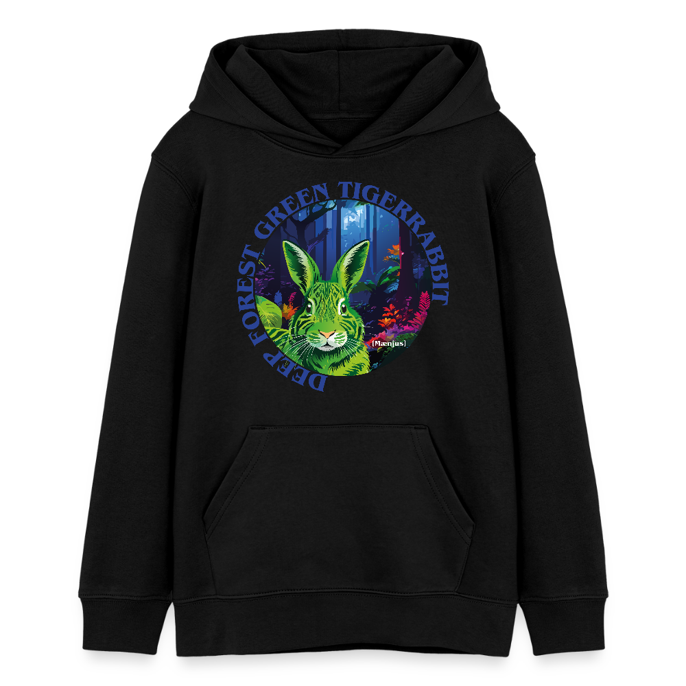 MNJS TEENS Bio-Hoodie mit DEEP FOREST GREEN TIGERRABBIT PRINT - Schwarz