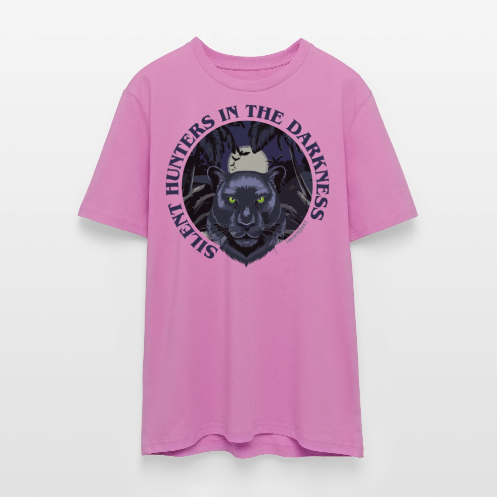 Unisex Bio-T-Shirt mit SILENT HUNTER IN THE DARKNESS PRINT Vorderseite - Pink