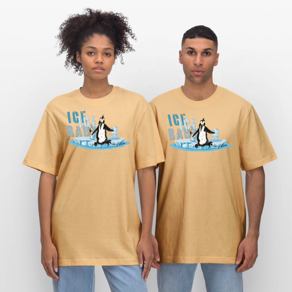 Unisex Bio-T-Shirt mit ICE ICE BABY PINGUIN PRINT - Hellgelb