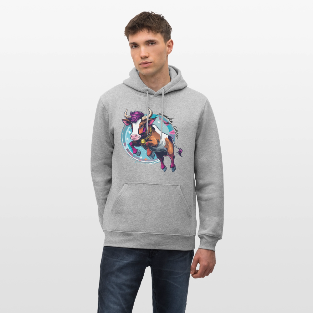 Unisex Hoodie mit FUNKY COW PRINT - Grau meliert