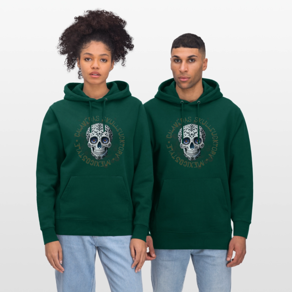 Unisex Hoodie mit CALAVERAS SKULL PRINT Vorderseite - Forest