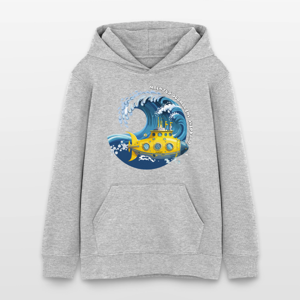 Teens Bio-Hoodie mit MAENJUS SUBMARINE SHIPYARD PRINT - Grau meliert