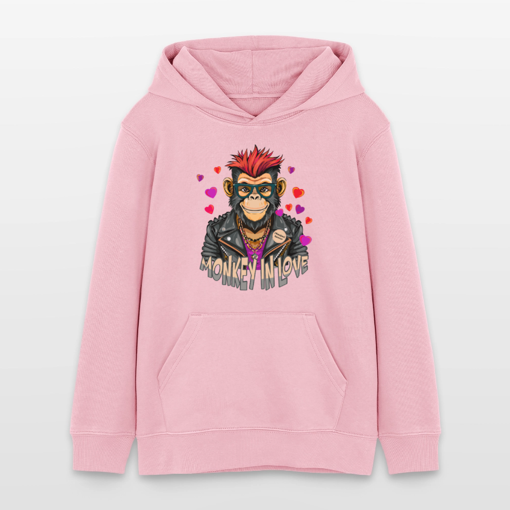 MNJS TEENS Bio-Hoodie mit MONKEY IN LOVE PRINT - Hellrosa